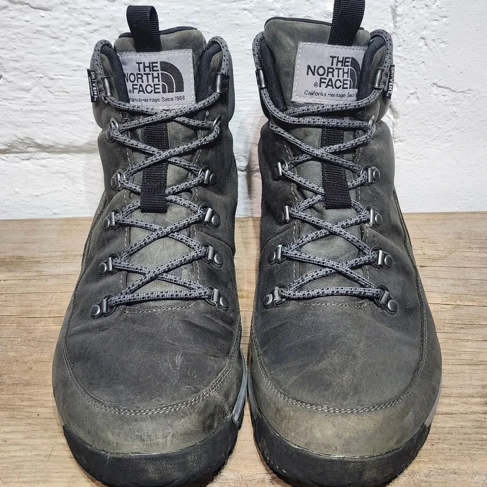 The North Face Berkeley Leather Hiking Ankle Boots Mens US 12 Gray Waterproof‎